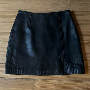 Express Genuine Leather Mini Skirt in Black Sz 1/2